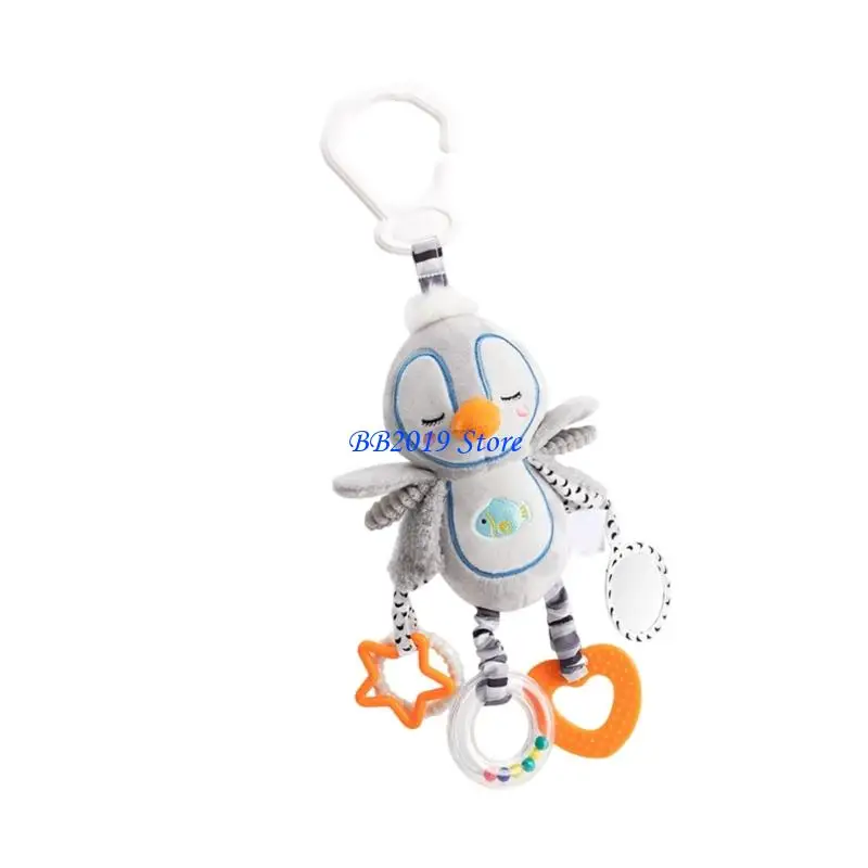 Q0KB كارتون قطيفة على شكل حيوان سرير أطفال متنقل مهدئ لعبة شخشيخة ملحق لغرفة الحضانة #5