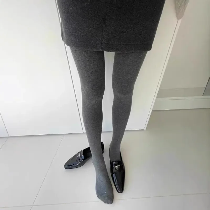 Autunno Grigio Collant a pressione Collant da donna Calze elastiche a vita alta 2025 Leggings modellanti per il corpo Harajuku Streetwear