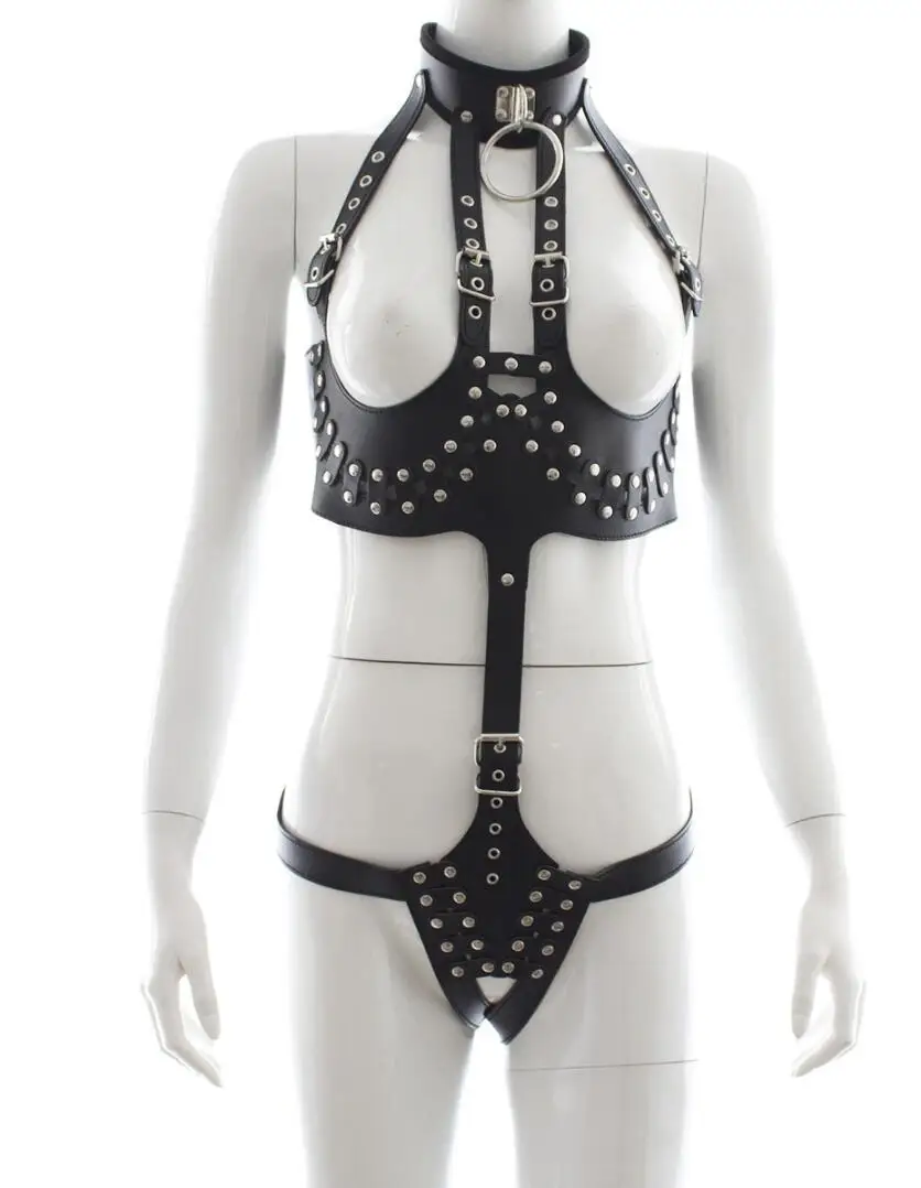 Restraint Leather Harness Fetish BDSM Bondage Slave Collars Female Chastity Belt Adult Sex Toys For Couples/Women S2643