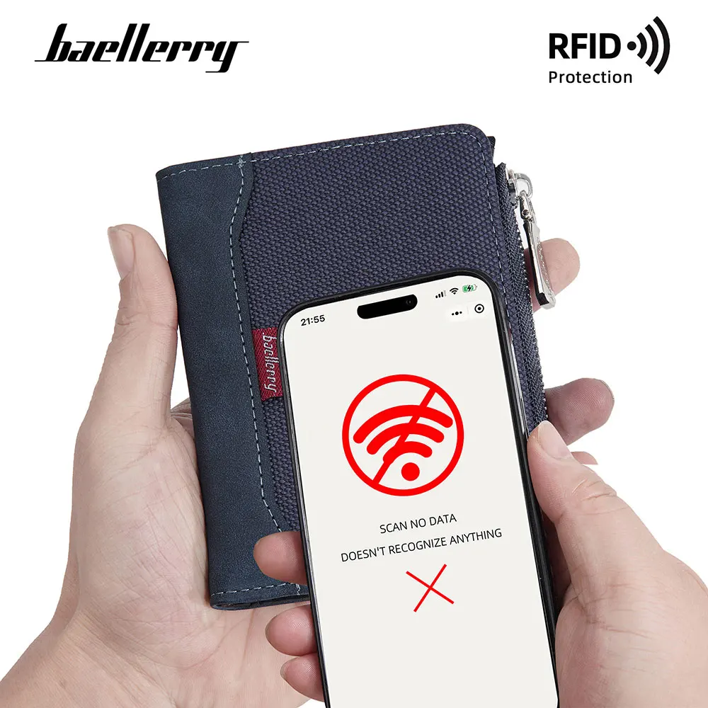 Новые RFID-мужские кошельки на молнии, зажимы для кредитных карт, винтажный мужской кошелек для монет, высококачественный держатель для фотографий, сумки для карт, мужской кошелек с пряжкой