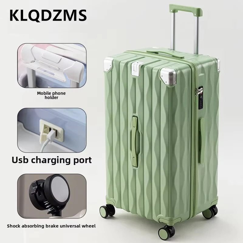 

KLQDZMS New Suitcase 24"26"28 Inch Multifunctional Large Capacity Cart Case Cart Style Travel Bag ABS+PC Rolling Luggage