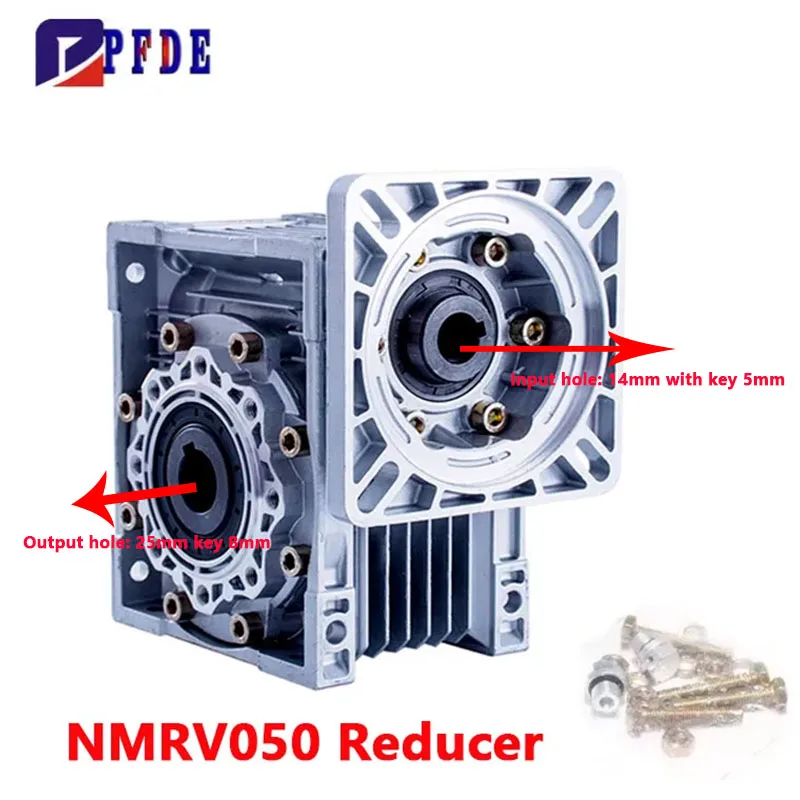 محرك تخفيض التروس 400 وات AC220V + مخفض تروس دودة NMRV050 مع وحدة تحكم في السرعة، عمود إخراج CW/CCW بنسبة 25 مم 5 ~ 100