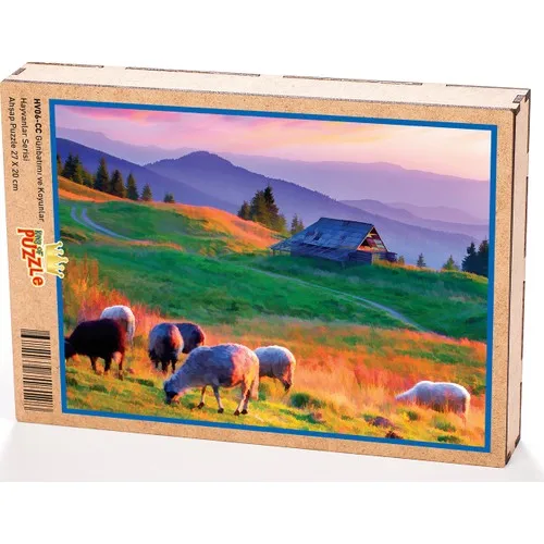 King Of Puzzle Sunset and Sheep Wooden Jigsaw Puzzle 204 Pieces (HV06-CC)