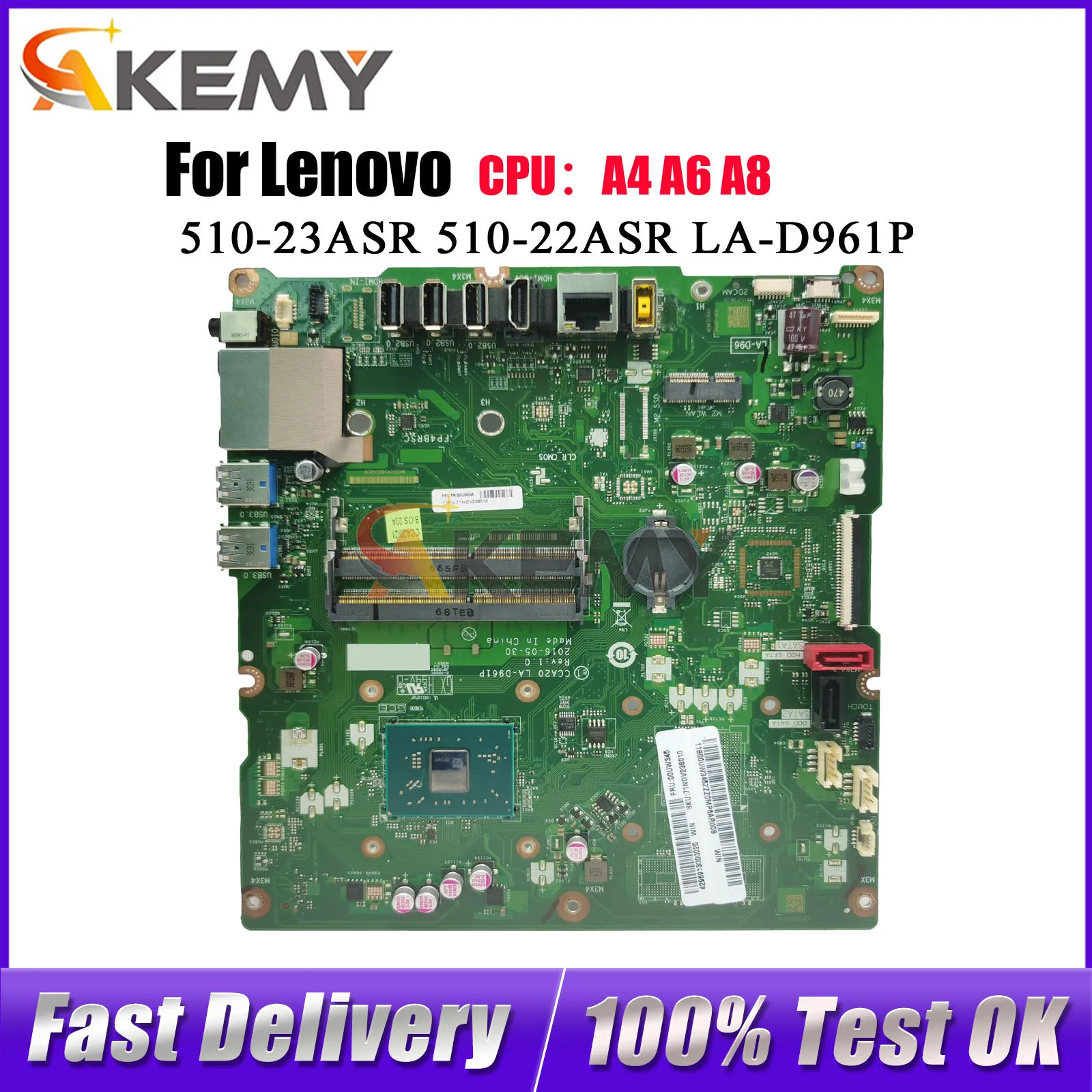 

For Lenovo AIO 510-23ASR LA-D961P Motherboard with A6 A9 CPU UMA 100% Tested OK