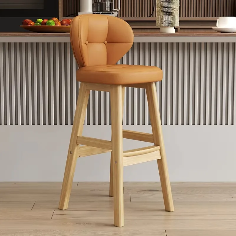 Modern Simple High Bar Stool with Backrest American Style for Front Desk Cash Register Light Luxury Home Commercial Use