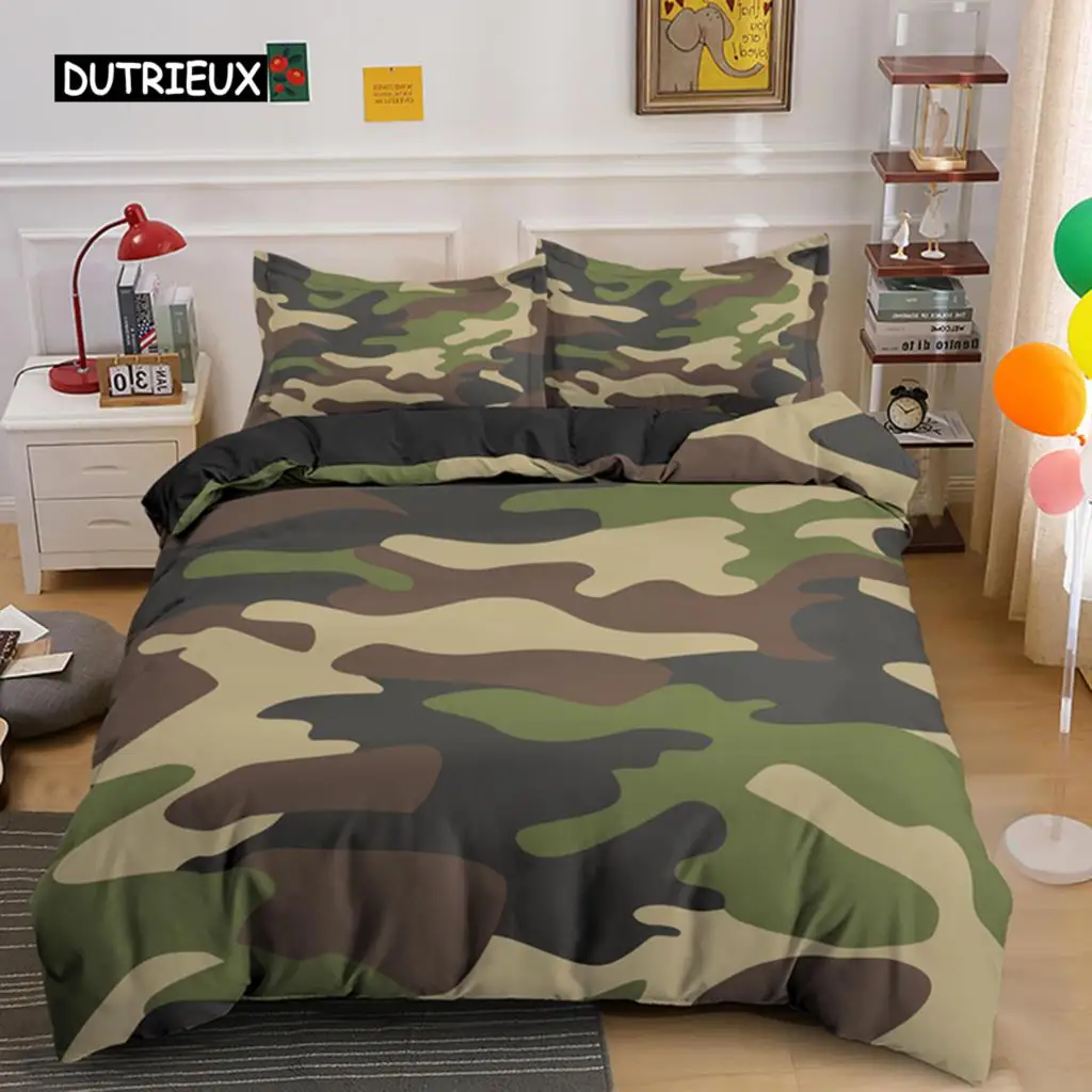 Home Textile Cool Boy Girl Kid Adult Duver Cover Set Camouflage Bedding Sets King Queen Twin Comforter Covers With Pillowcase