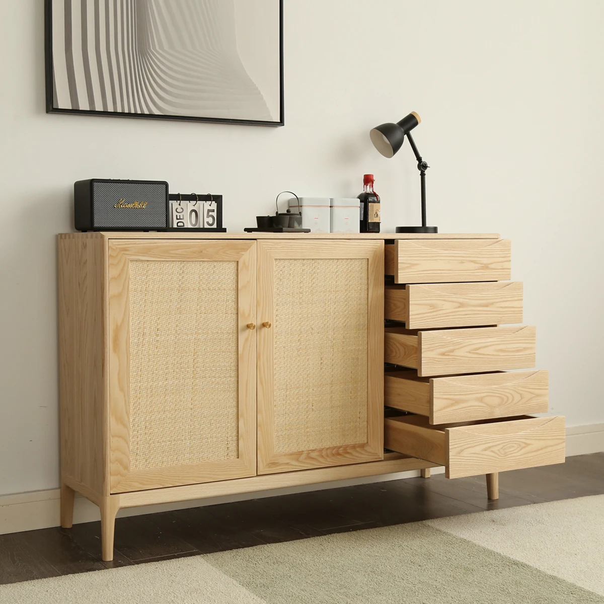LMM side cabinet log wind simple bedroom dining room storage foyer cabinet