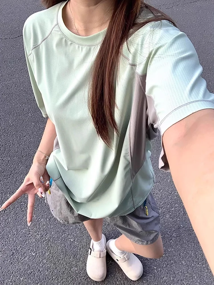

Lightweight Qui-Dry Ice Silk Cycling Fitn Running T-irt ort Sve Sportswear ex Outdoor Activi Top