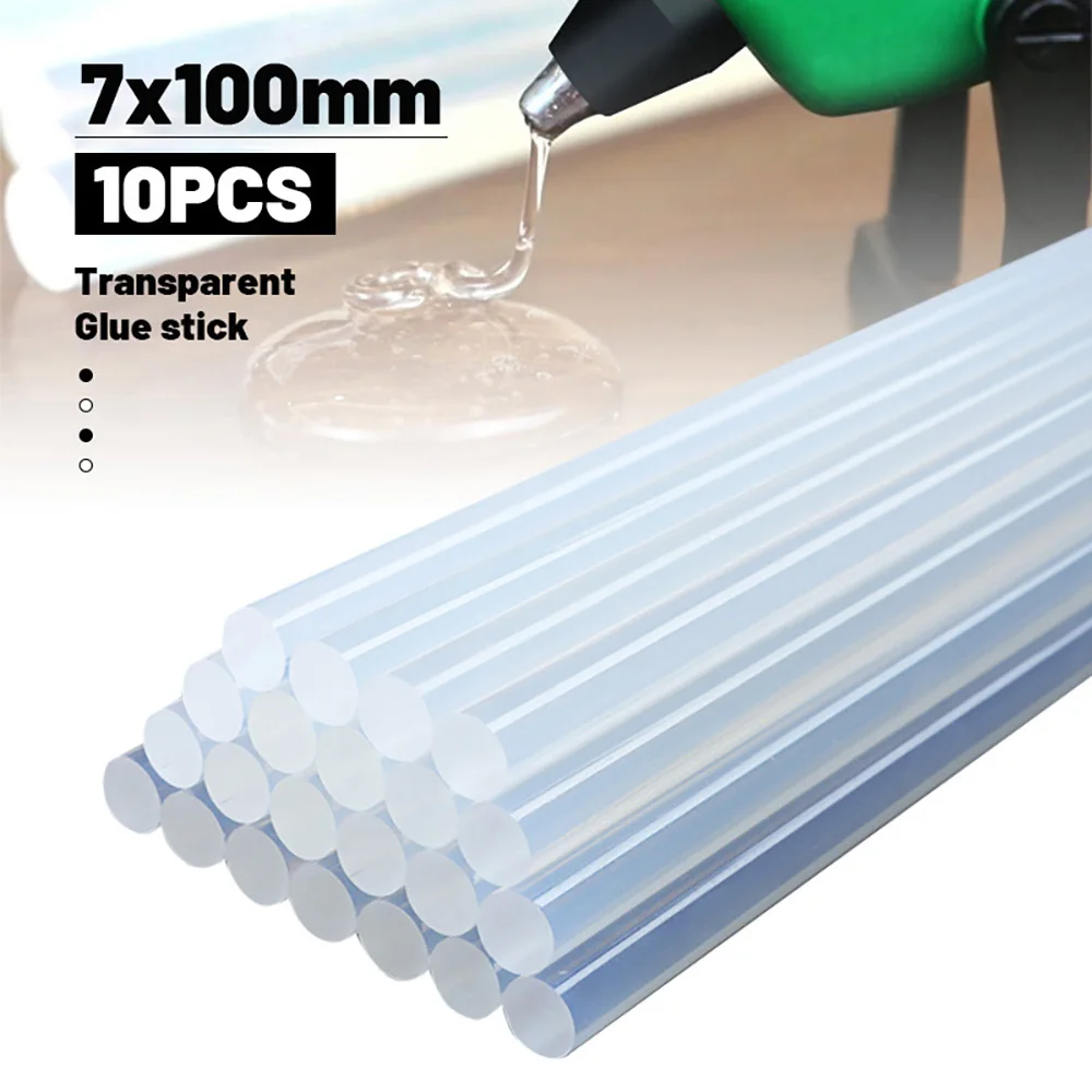 Hot Melt Glue Sticks 7mm x 100mm High Viscosity Transparent Adhesive Sticks for DIY Craft Home Repair & Packing 10pcs