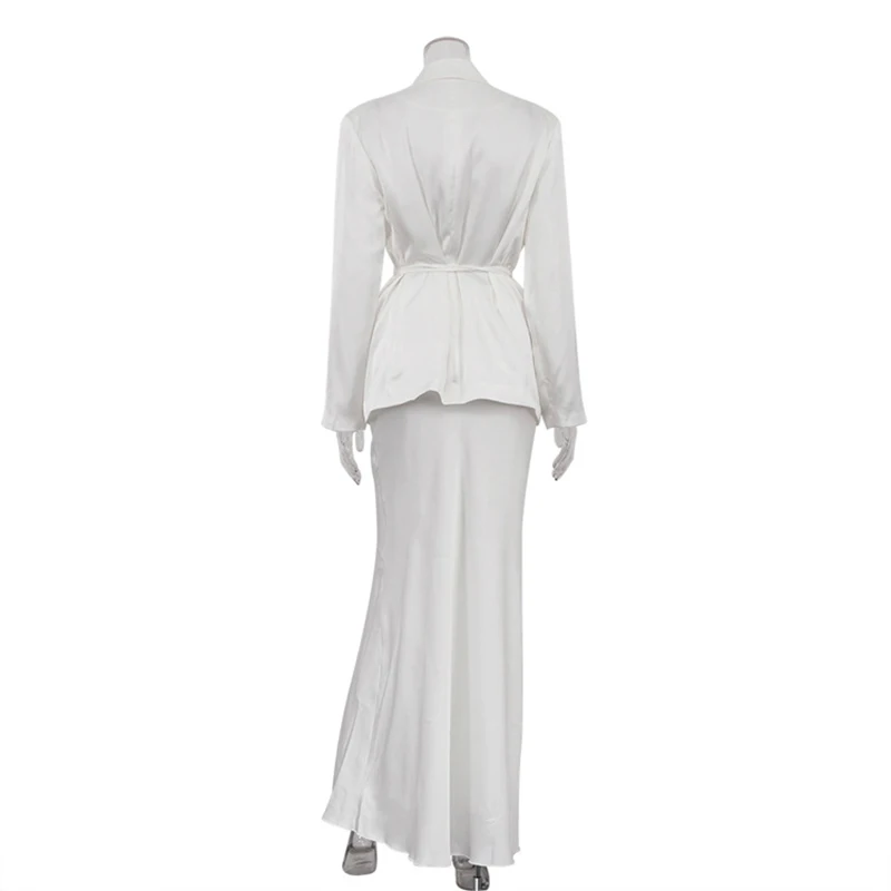 أنيقة السترة تنورة الزي الربيع المرأة طويلة الأكمام الخامس الرقبة الدانتيل يصل معطف عالية الخصر مستقيم نصف تنورة الخريف قطعتين مجموعة