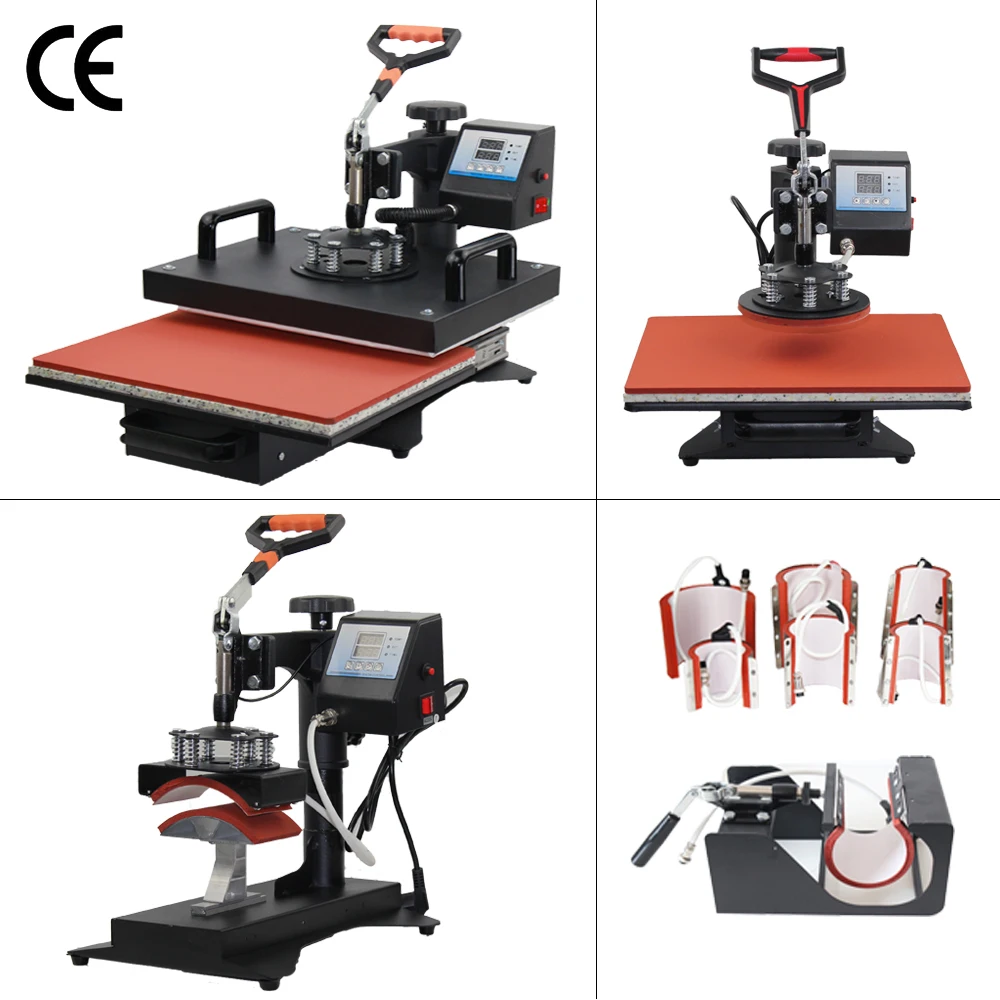 Easysub multifunctional combination plate heating of sublimation transfer machine on clothes cup plate 5 in 1 hot press