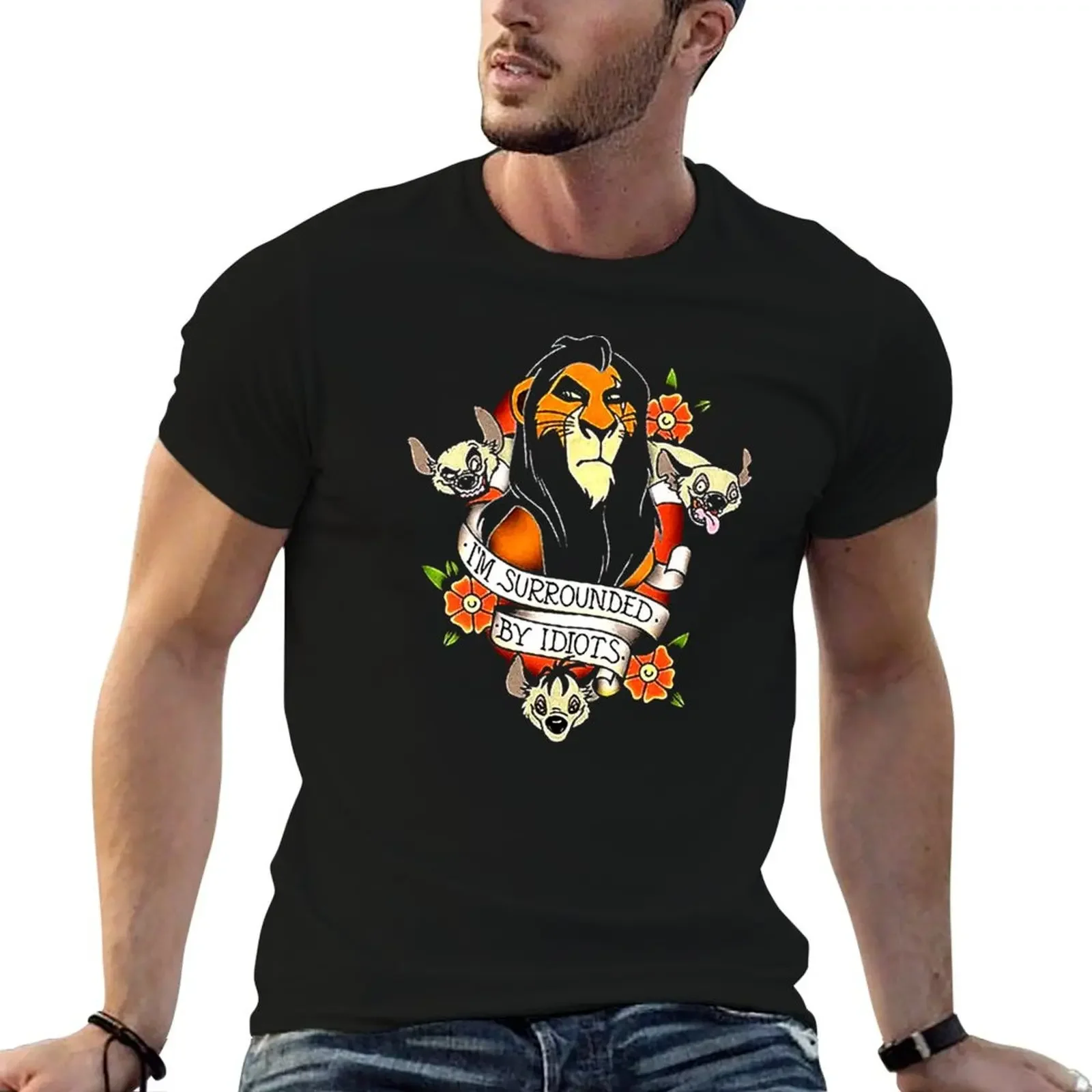 

King Scar Surrounded T-Shirt boys animal print rapper graphic tees custom t shirt men t shirt