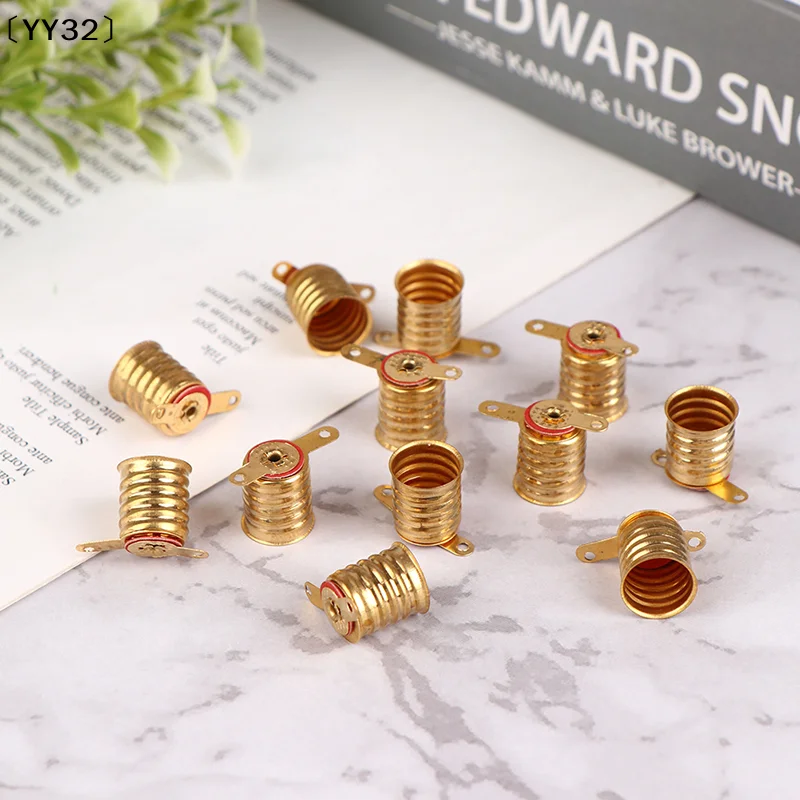 10Pcs E10 Screw-Type Copper Lamps Base Bulb Small Electric Bead Lamp Holder Home Experiment Circuit Electrical Test Access〔YY32〕