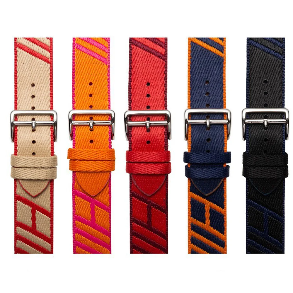 Canvas Weave Band For Apple Watch 42 44 45 49MM Colorful Vintage Bracelet Strap For iWatch 9 5 8 4 1 se Ultra Watchband Correa