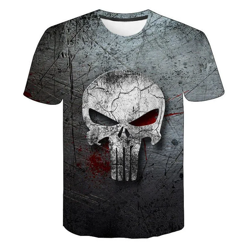 New Disney Punisher T-Shirts Skull 3D Print Streetwear Men Women Fashion Oversized Short Sleeve T Shirt Kids Tees Tops Clothing