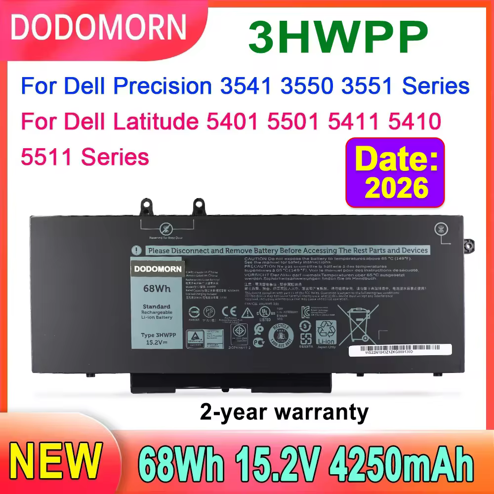 Dodomorn 3 סוללה נייד hwpp עבור קו רוחב סל 5401 5501 5410 5411 5511 5510 עבור דיוק dell 3541 3550 3551 2 שנה אחריות