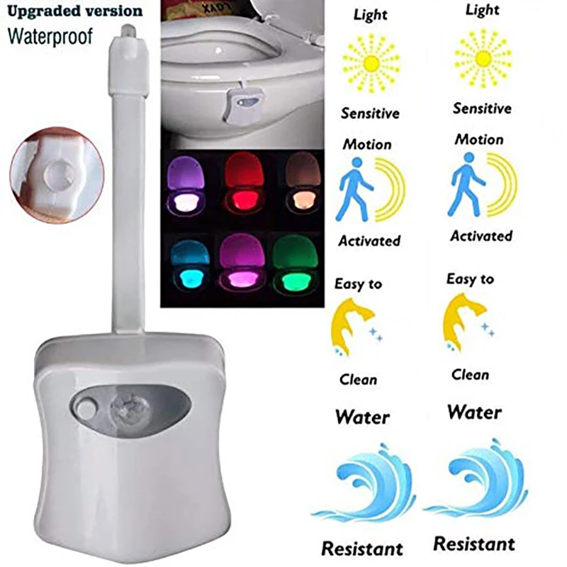 Smart PIR Motion Sensor Toilet Nightlight LED Body Motion Activated On/Off Seat Sensor Lamp 16 Color PIR Toilet Night Light lamp