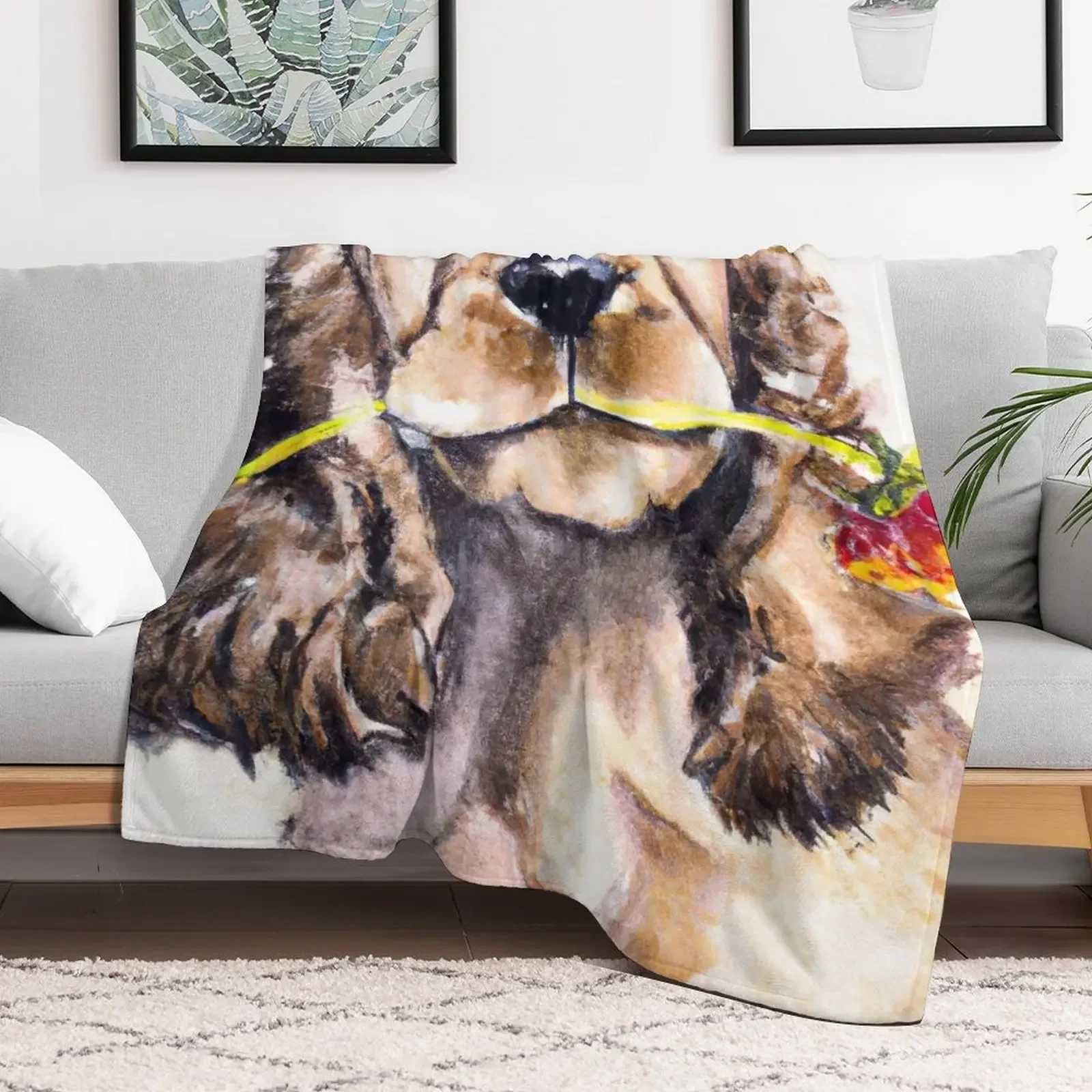 Cocker Spaniel Puppy Flower Power 2 Throw Blanket Soft Home Decor Blanket for Couch Bedroom