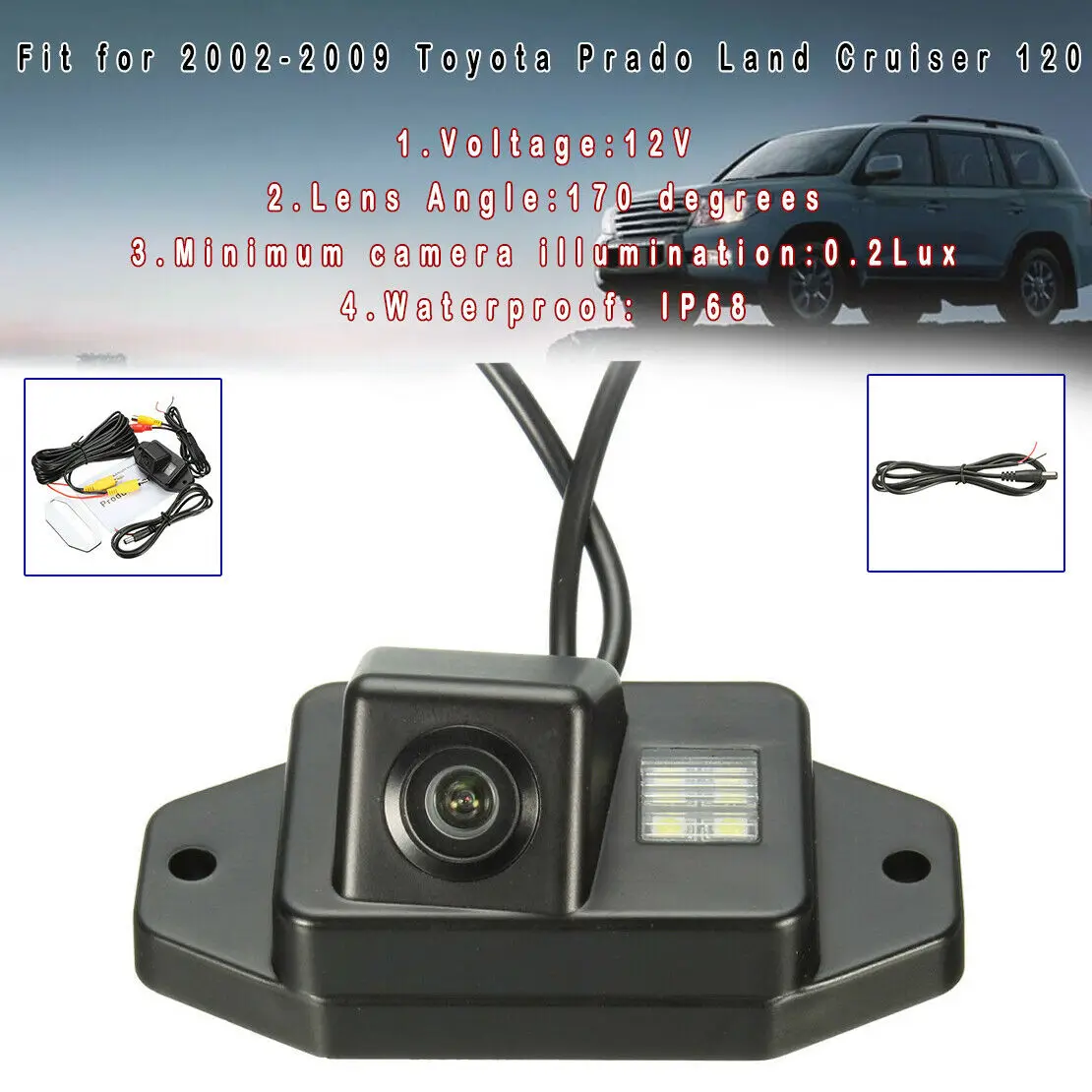 

170 Degree HD Car Rearview Camera Back Up Camera For Toyota Prado Land Cruiser 120 2002 2003 2004 2005 2006 2007 2008 2009