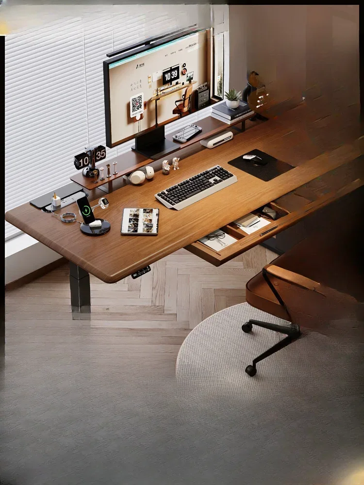 

Solid Wood Electric Lifting Table Home Workbench Automatic Computer Desk Desk Smart Desk