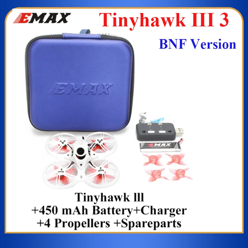 

Emax Tinyhawk III 3 BNF FPV Racing Drone F4 15000KV RunCam Nano 4 25-100-200mW VTX 1S-2S FrSky D8 RC Quadcopter