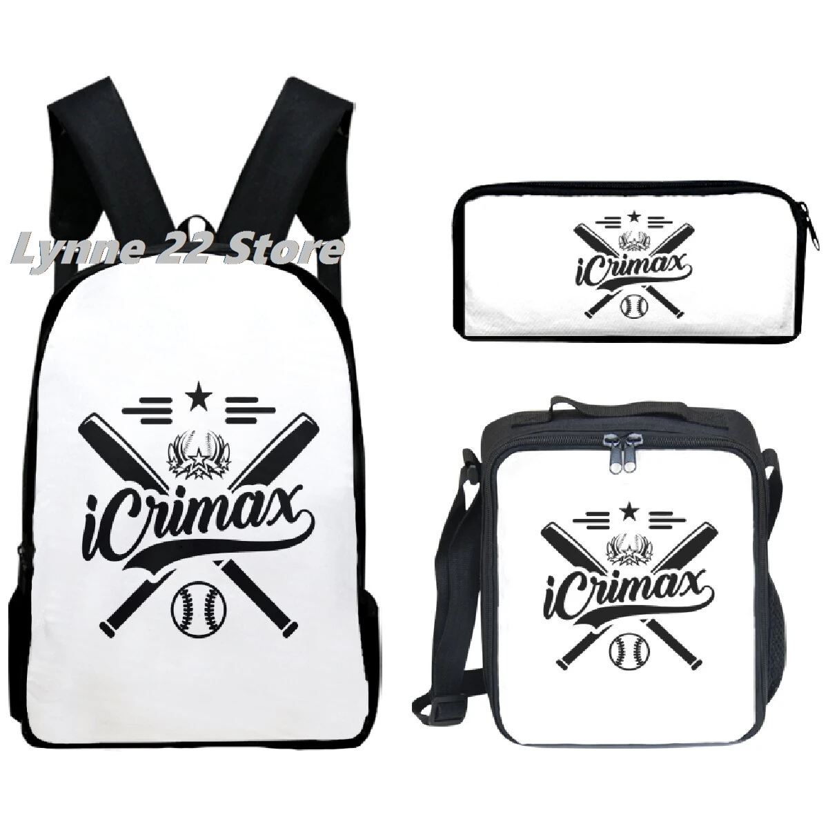 Icrimax Merch 남녀공용 학교 가방, 점심 도시락 가방, 필통, 핫 세일, 2024 신상