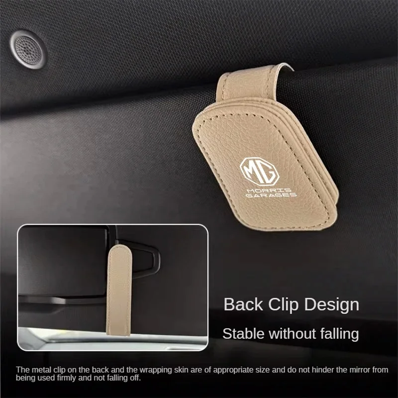 MG Anti-drop Magnetic Genuine Leather Visor Sunglasses Holder Fit MG ZS EV HS EHS PHEV MG3 MG4 MG5 MG6 MG7 GT ZR RX5 RX8 ONE Cyb