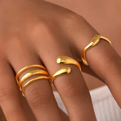 Open Stackable Knuckle Rings for Women, Adjustable Stainless Steel Statement Ring, Hypoallergenic Nickel Free