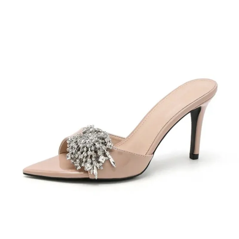 Women Shoes Fashion Pointed Tip High Heeled Sandals for Woman Luxury Rhinestone Model Casual Shoe Designer Shoes Sandalias Mujer