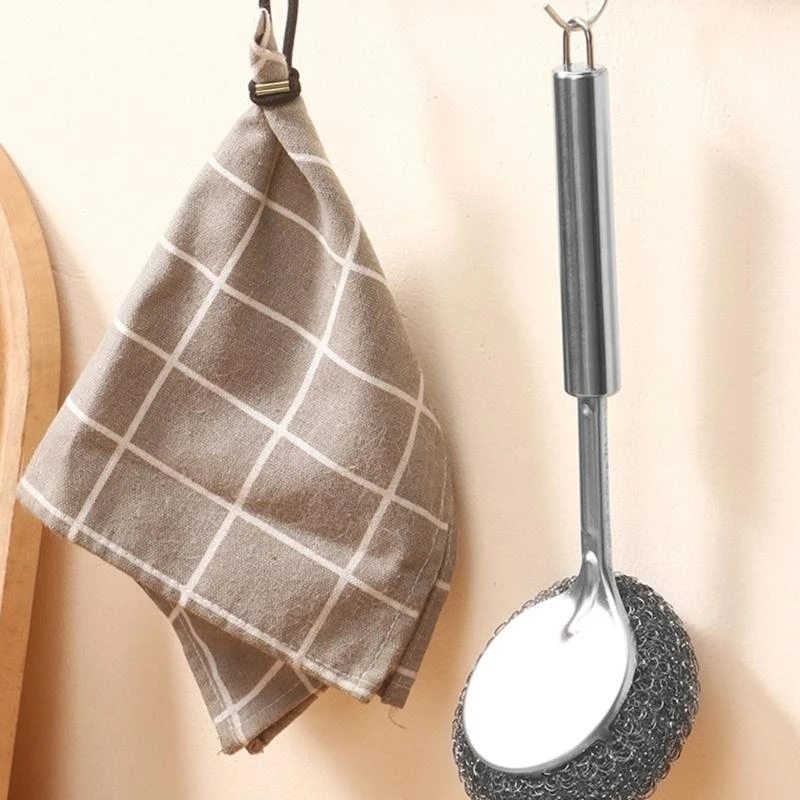 

Kitchen Cleaning Supplies Pot Scrubber Stainless Steel Wool Scrubber with Handle