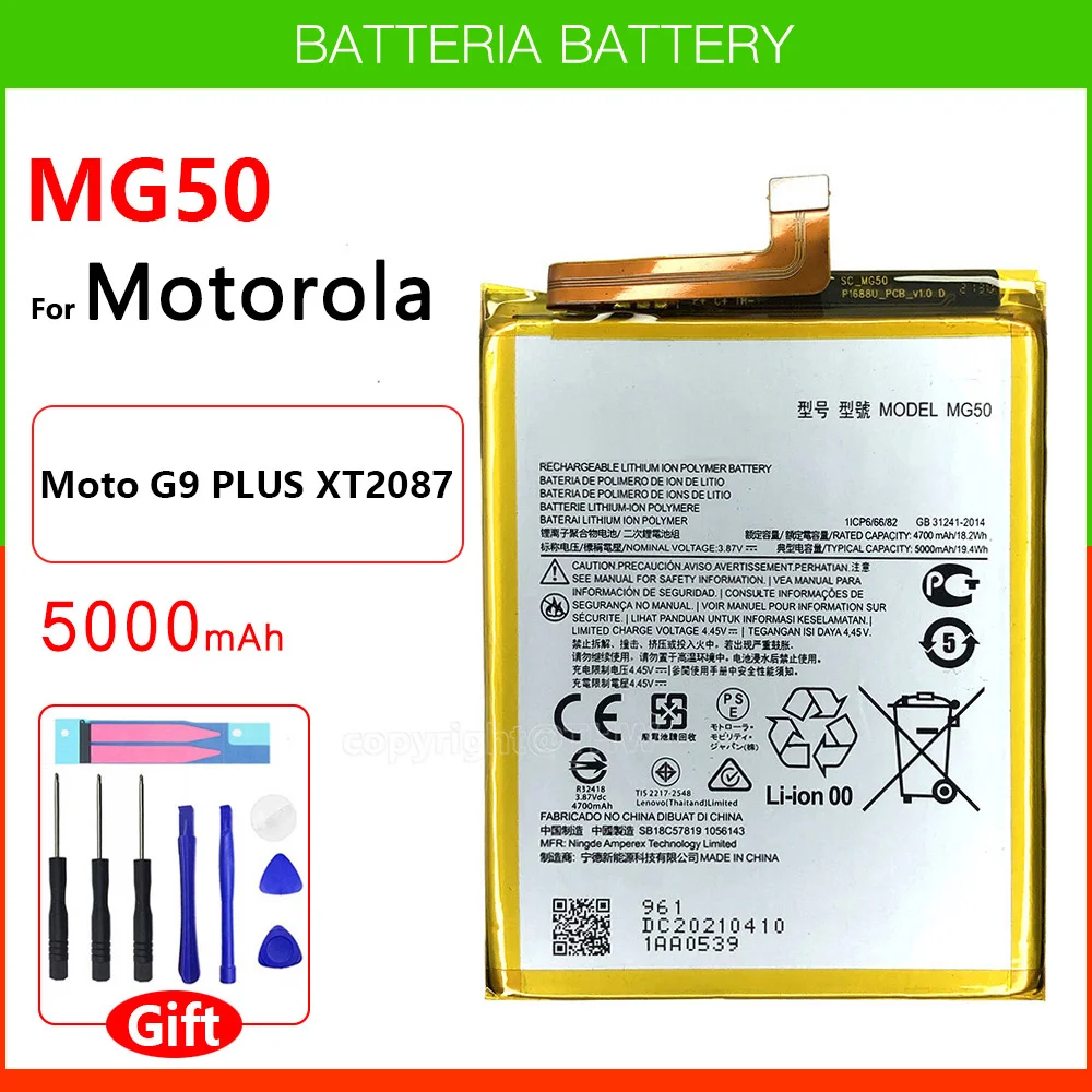 100% batería Original genuina de alta calidad 5000mAh MG50 batería para Motorola Moto G9 Plus XT2087-1 + herramientas gratuitas