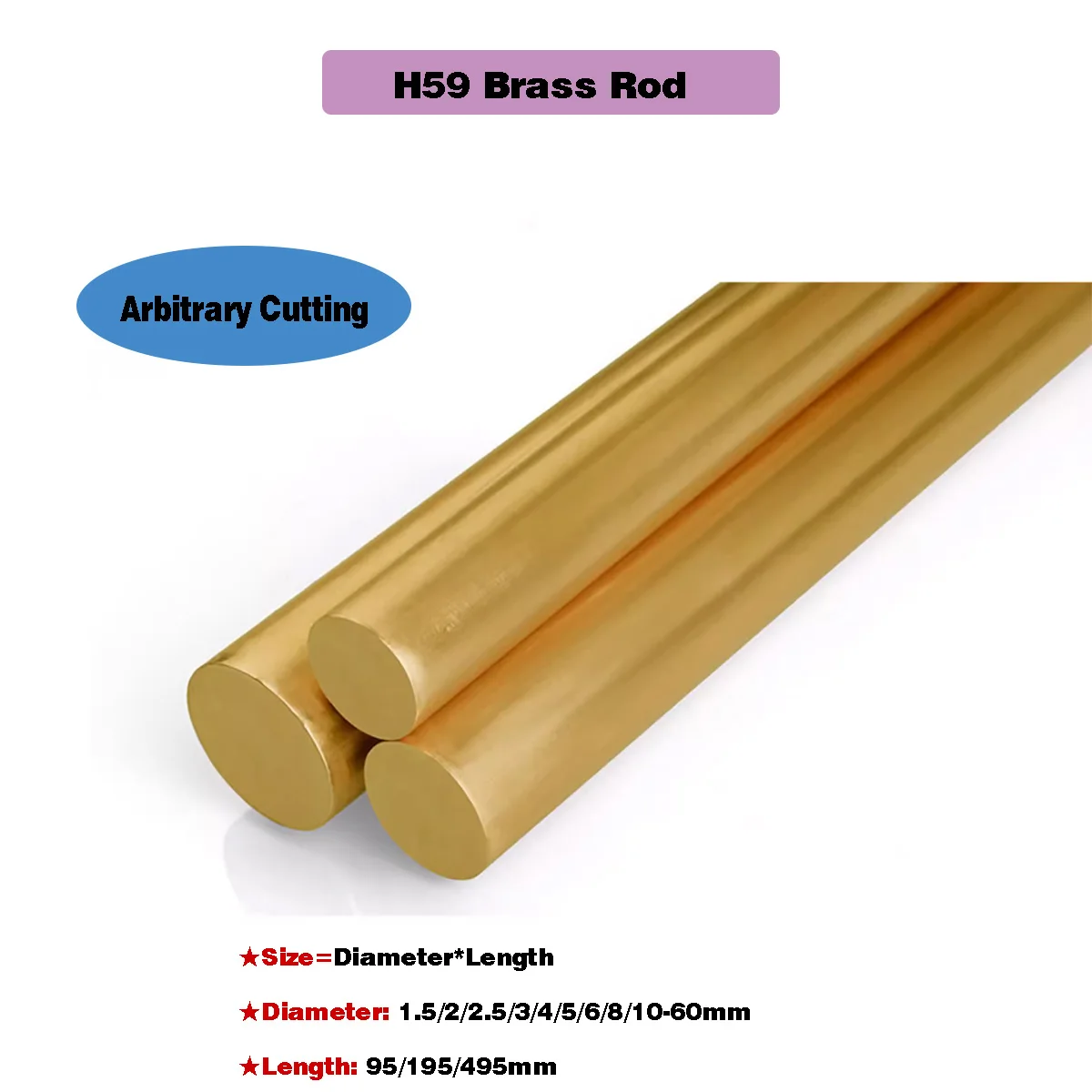 H59 Brass Rod Solid Copper Rod Diameter 1/1.5/2/3/4/5/6-35mm