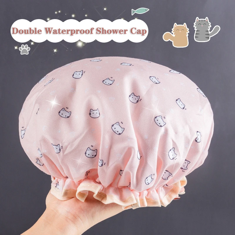 Shower Cap Bath Sauna Waterproof Household Useful Products Cute Shower Accessories Female Fashion Hair Mask Special Bath Hat