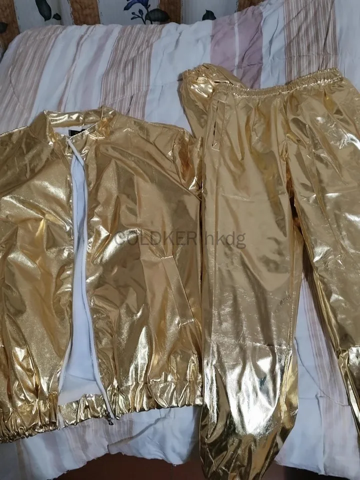 Silver Gold Set for Men's Metallic Jacket and Pants Set Jacket Men Straight Leg Trousers Costume for Men Disco Cosplay Party - Image 5