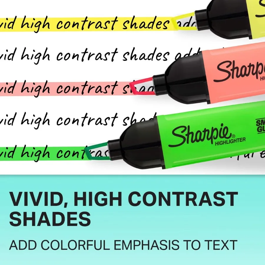 Clear View 3 Pack Multicolored Chisel Tip Highlighters, Quick Drying Markers, Kids School Supplies