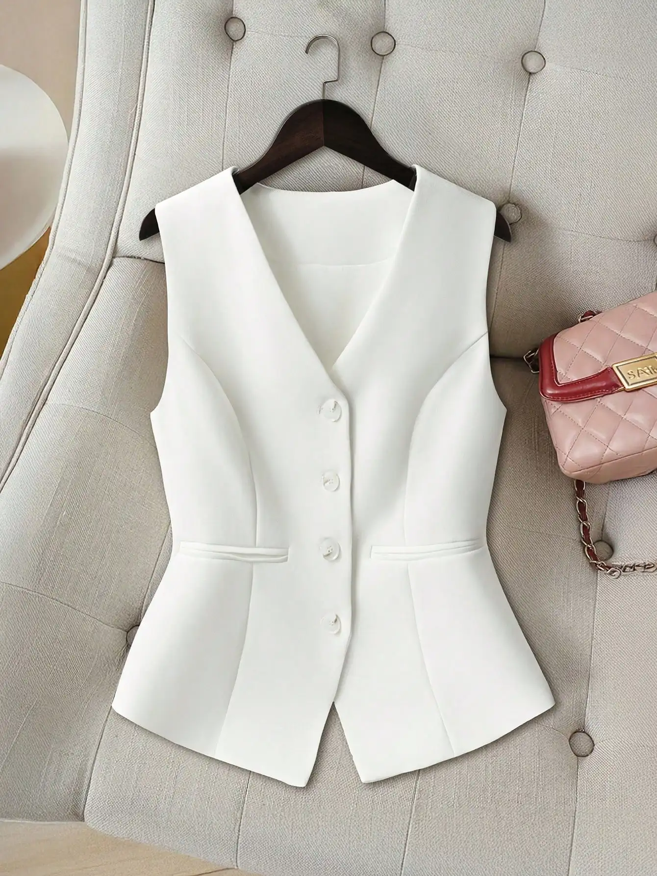 

Женский укороченный жилет с V-образным вырезом, приталенный, элегантный винтажный стиль, летний