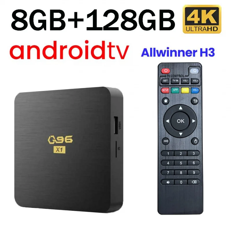 صندوق تلفزيون ذكي iptv Q96 X1 بسعة 8 جيجابايت و128 جيجابايت HD 4K 3D أندرويد 13 واي فاي رباعي النواة مشغل H.265 جهاز استقبال للمسرح المنزلي AllWinner H3 #1