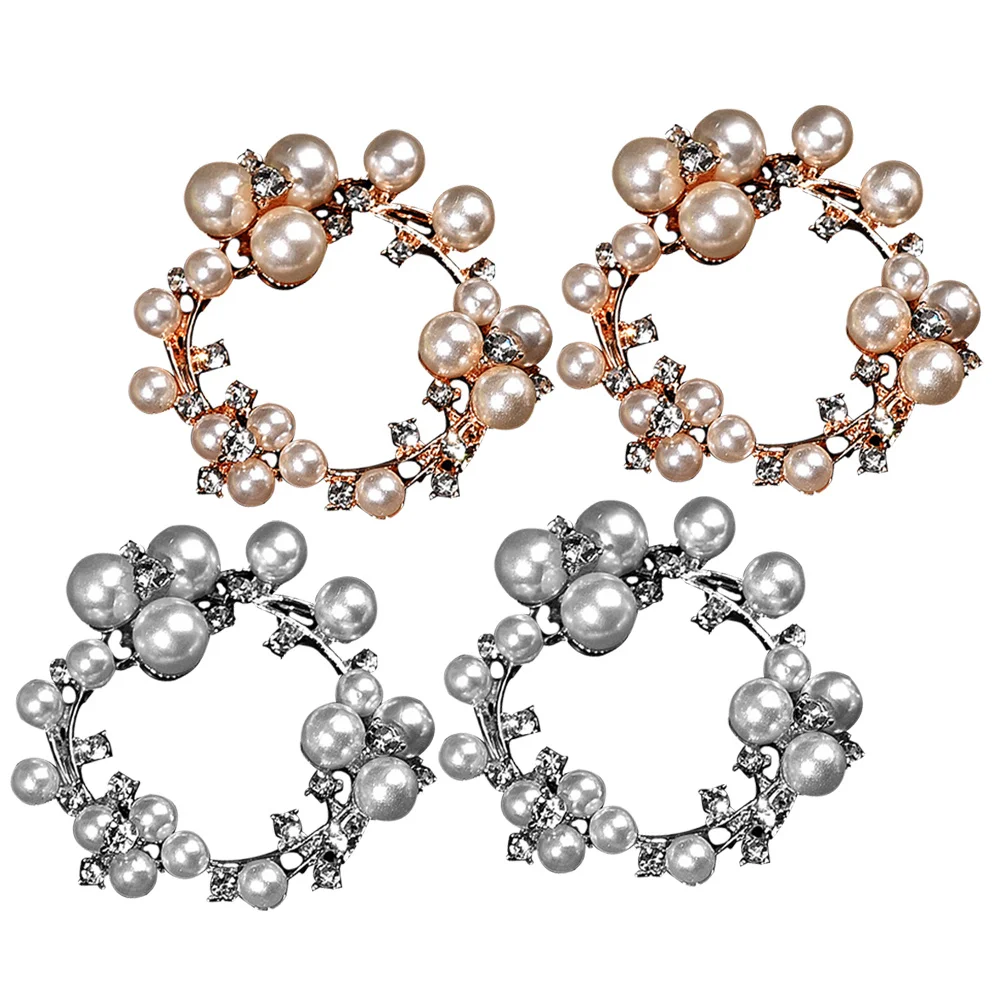 

2Pairs Shoe Clips for Pumps Pearl Rhinestone High Heel Buckles Decorative Shoe Jewelry Clips Lightweight Easy to Use for Office