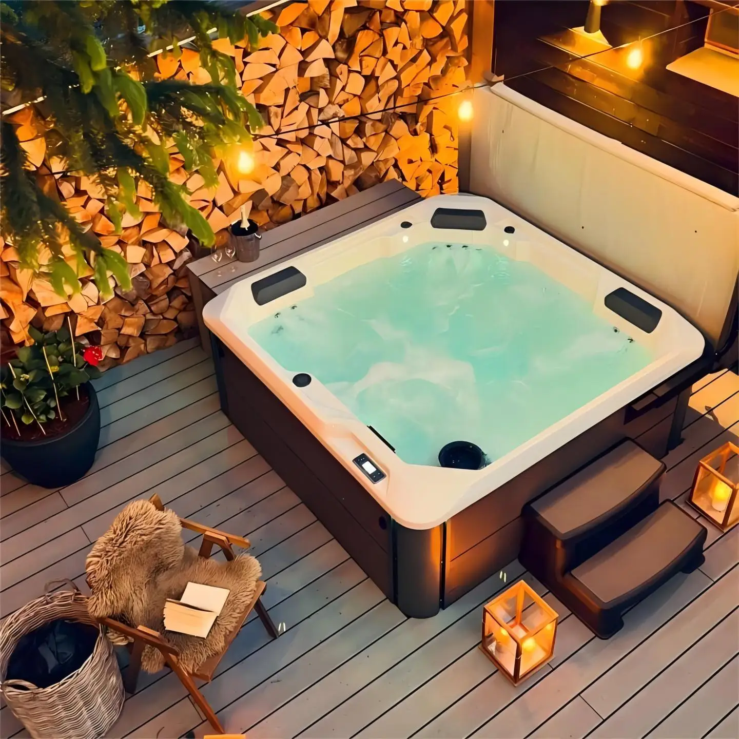 LMM Smart Surf Bath Villa Heated Heated Hotel Hot Spring Homestay Multi-person Spa