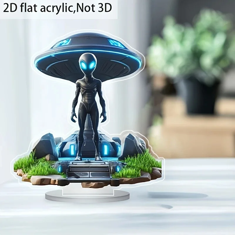 Aliens And UFO 2D Flat Acrylic Stand Table Decoration,Home,Office