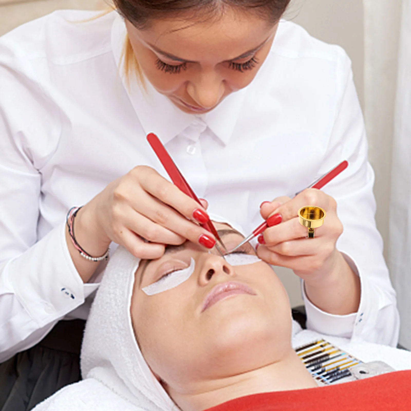 

5 шт., чашки для колец для ресниц, профессиональные держатели для наращивания ресниц, удобный органайзер для ресниц на палец, косметические принадлежности, кольцо для ресниц