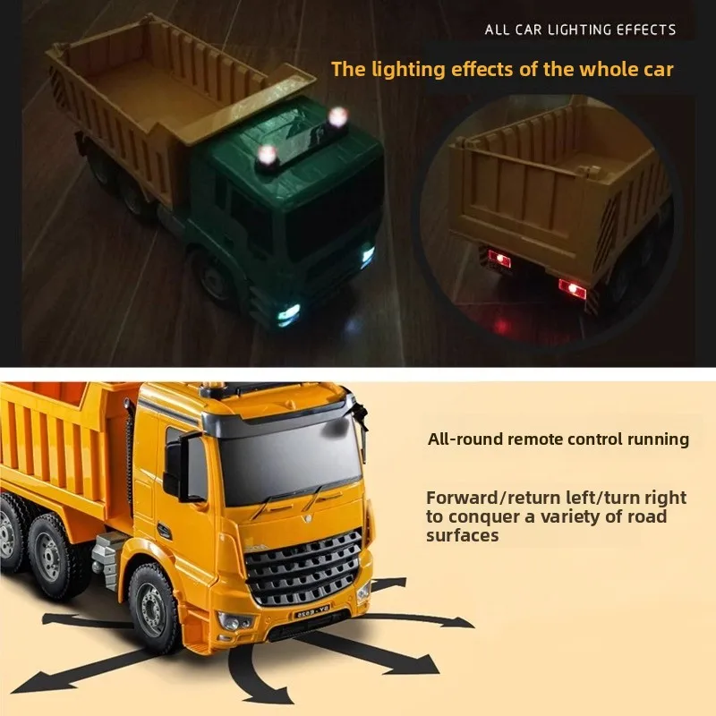 Радиоуправляемый самосвал Double Eagle в масштабе 1/20 со светом и звуком, игрушечная модель инженерного автомобиля с дистанционным управлением для мальчиков, детский подарок