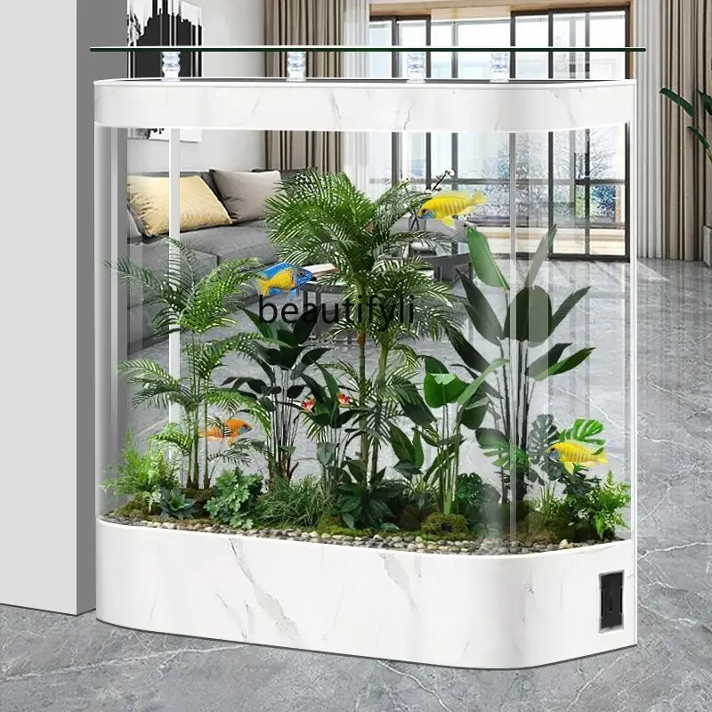 Fish tank living room medium and large fish tank aquarium glass floor screen ecological goldfish tank