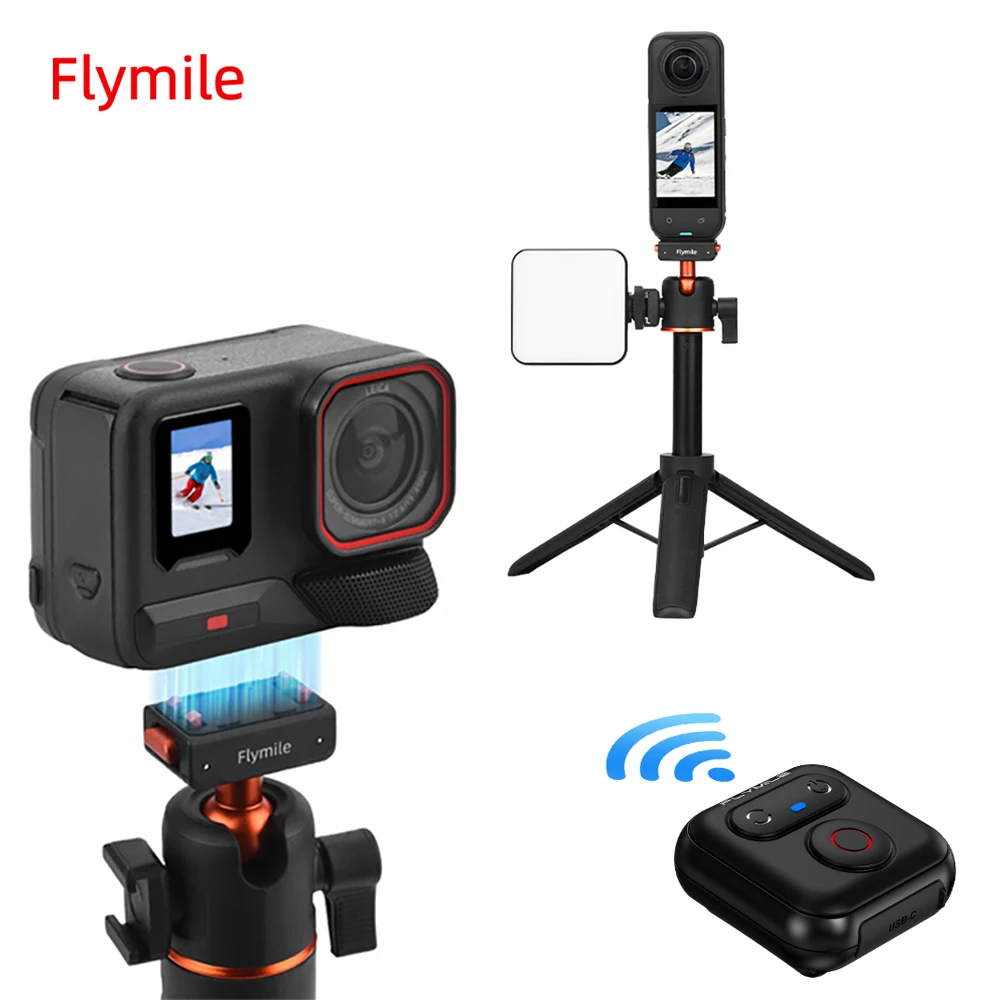 

Flymile 21.25" Tripod Selfie Stick for Insta360 Ace Pro 2/X5 With Quick-release Base Extendable Handle Vlog Tripod Accessories