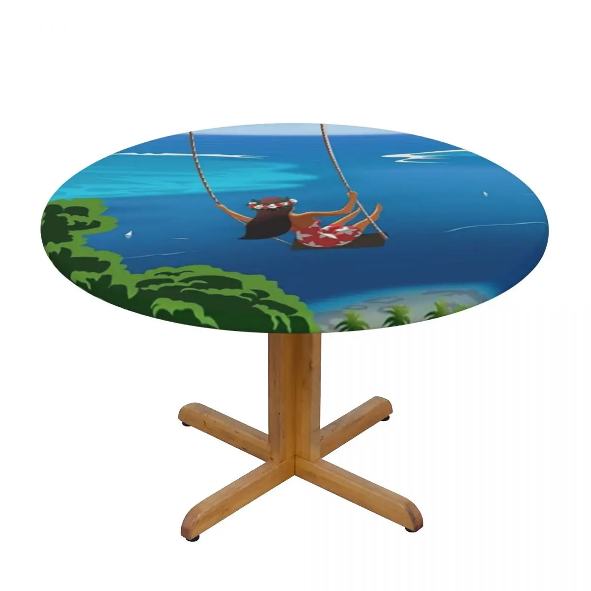 Hinano Tahiti Waterproof Round Tablecloth Oilproof Table Cloth for Kitchen Events Dining Table Cover