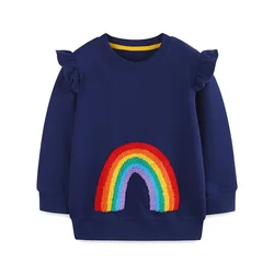 Jumping Meters 2-7T Rainbow Girls Sweatshirts Autumn Spring Kids Clothes Sport Baby Tops Long Sleeve Children's Shirts
