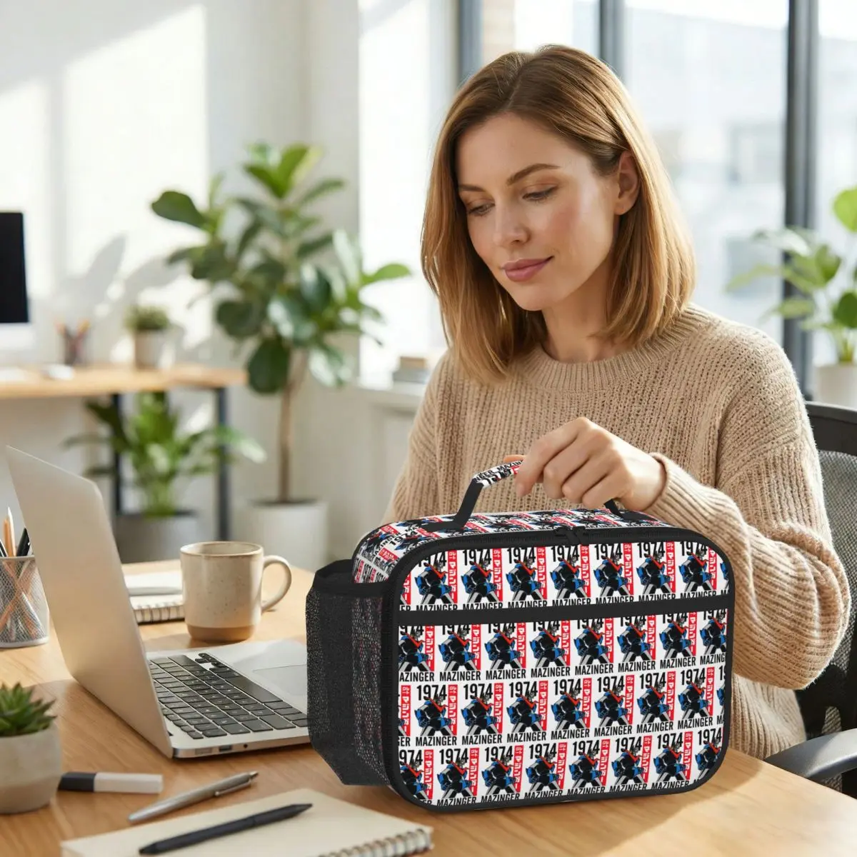Bolsa de almuerzo aislada con diseño de Mazinger Z Mad Robot Grendizer Anime Manga para mujer, caja térmica para comida, bolsas de almuerzo