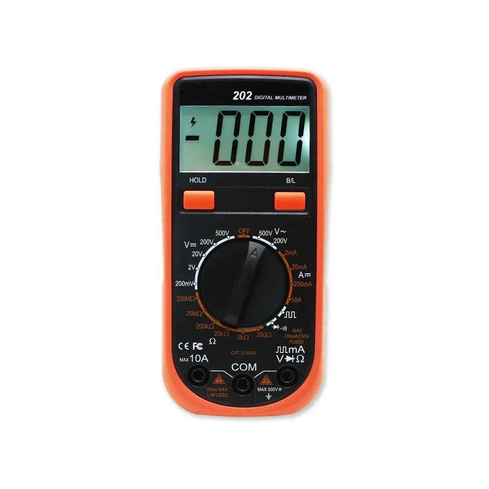 SHAHE Mini AC Digital Multimeter LCD Backlight 2000 Counst AC/DC Voltmeter Transistor Tester Manual Range VC202