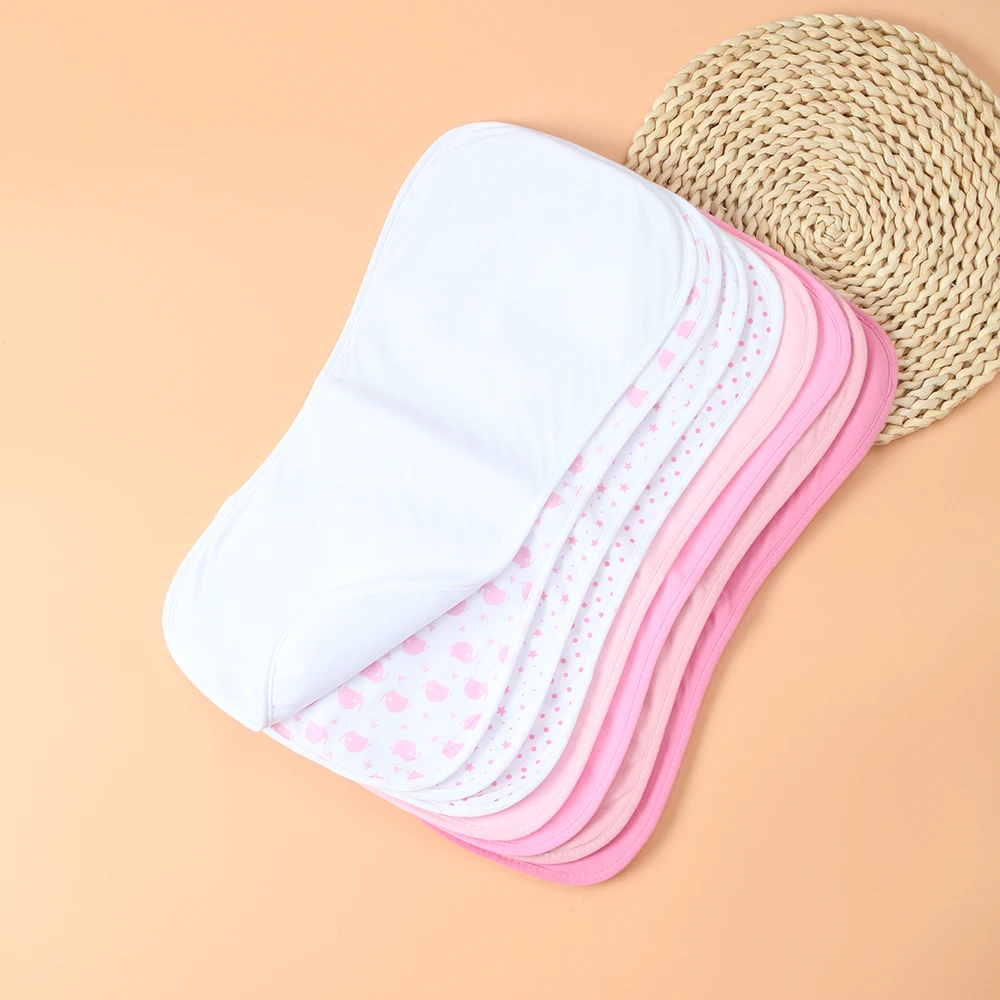 

4 Layer Thick Baby Burp Cloths, 8 Pcs Waterproof Newborn Burping Cloths, Soft Gentle Milk Spit up Rags for Girls, Curved design