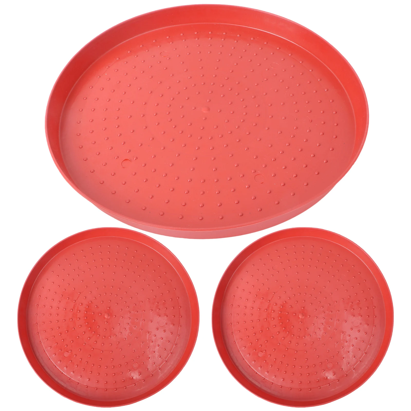 

3pcs Thickened Durable Chicken Feeder Starter Plate Red Food Trays for Chickens Pigeons Quails Ducks Anti Slip Bottom Easy